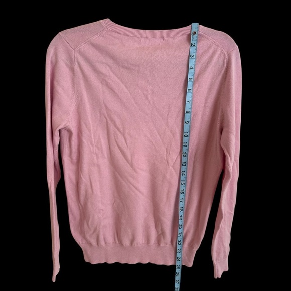 NWT Uniqlo Women’s Large Pink V Neck Cotton Cashmere Sweater work career New L - Picture 2 of 5